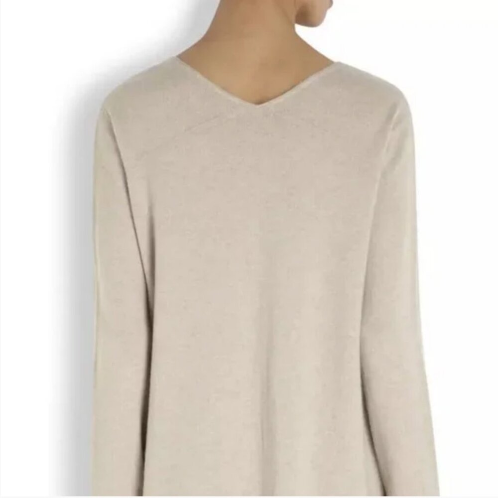 The Row | 100% Cashmere Mio Oversized V Neck Beige A-line Shape Sweater - Picture 6 of 17
